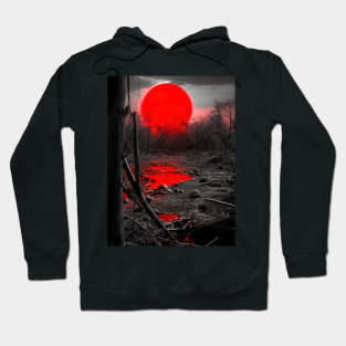 blood moon in japanese village Hoodie